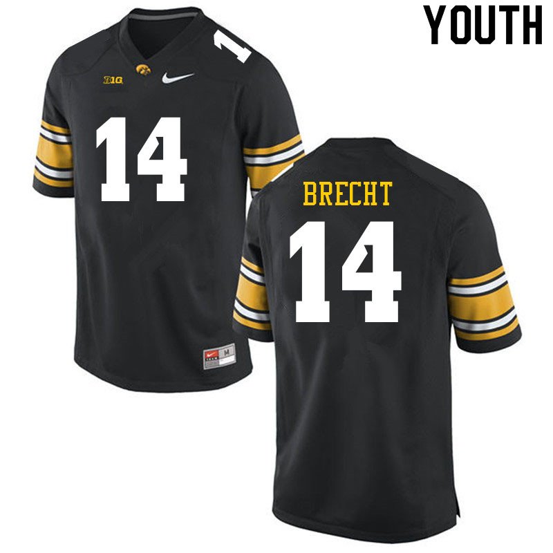 Youth #14 Brody Brecht Iowa Hawkeyes College Football Jerseys Sale-Black - Click Image to Close